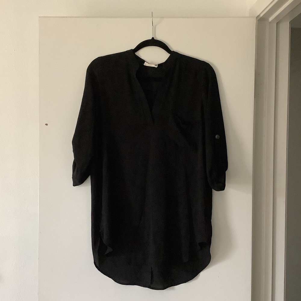 Nordstrom LUSH brand black tunic blouse, size small